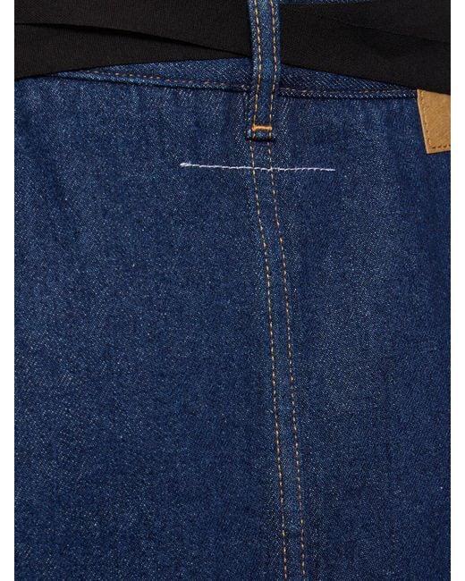 Falda midi asimétrica de denim de algodón MM6 by Maison Martin Margiela de color Blue