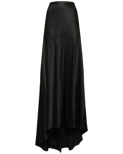 Nili Lotan Eleonore Slip Satin Silk Long Skirt in Black | Lyst
