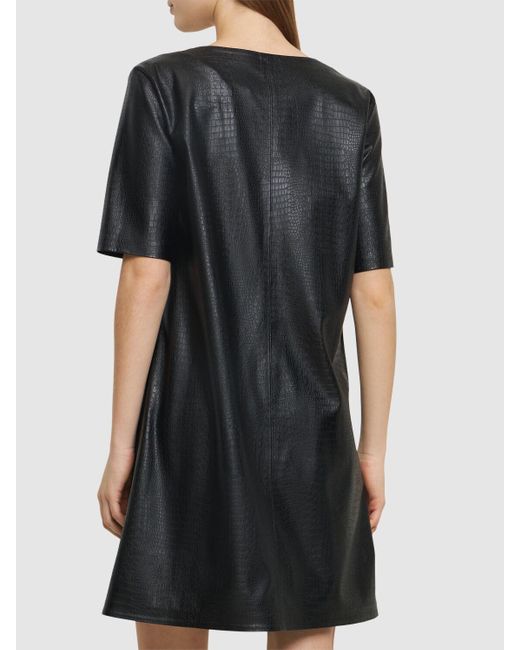 Max Mara Black Eliot Embossed Faux Leather Mini Dress