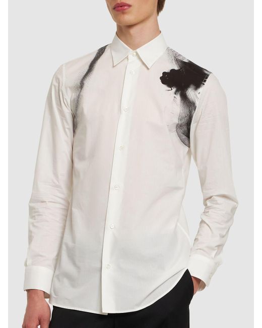 Alexander McQueen Bedrucktes Shirt Aus Baumwolljersey in White für Herren