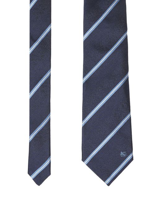 Etro Blue Printed Silk Tie for men