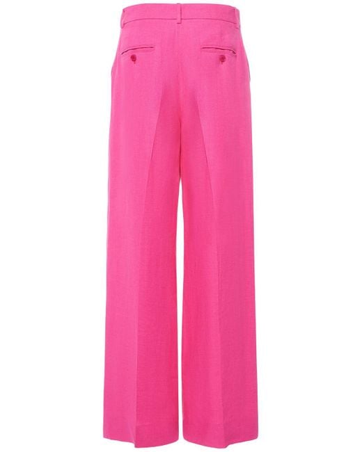 Pantaloni larghi malizia in tela di lino di Weekend by Maxmara in Pink