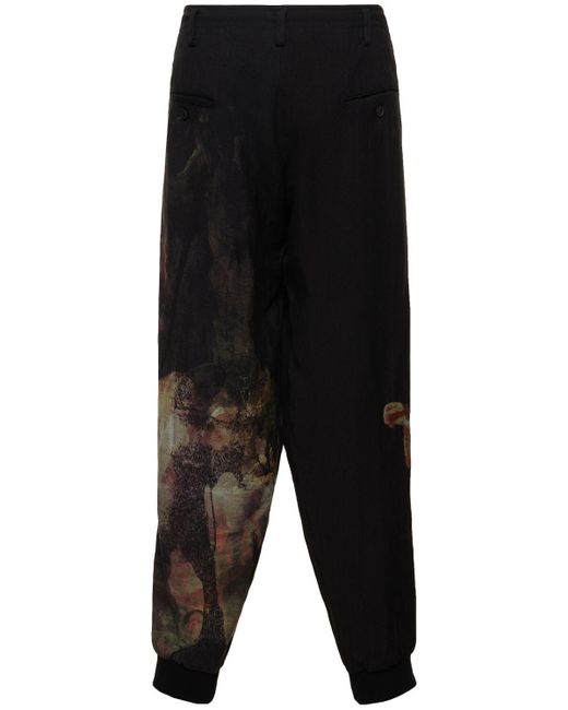 Pantalones de lino estampado Yohji Yamamoto de hombre de color Black