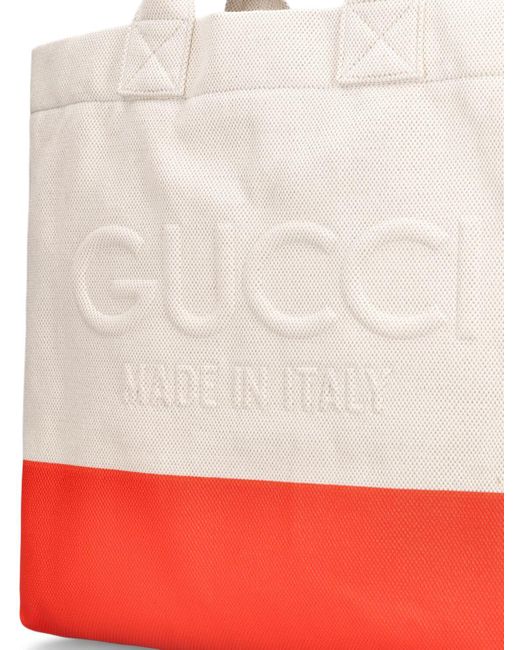 Borsa shopping piccola cabas in cotone bicolor di Gucci in Red da Uomo