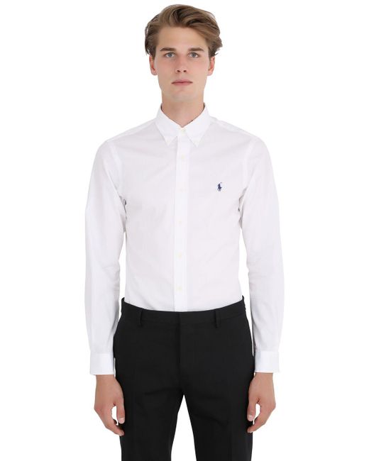 Polo Ralph Lauren White Poplin Shirt Slim Fit for men