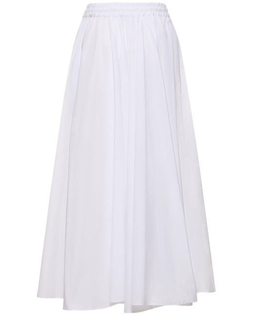 Aspesi White Cotton Poplin Midi Skirt