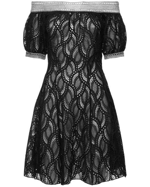 Ermanno Scervino Black Crochet Off-the-shoulder Mini Dress