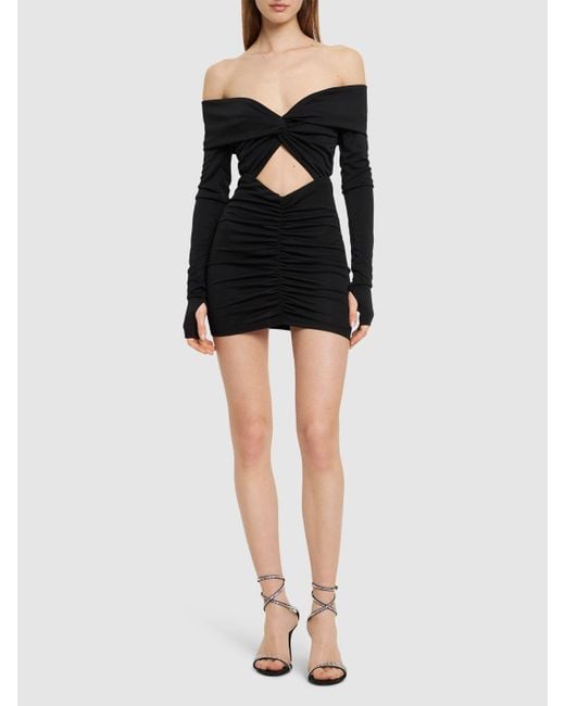 ANDAMANE Black Kendall Off-the-shoulder Mini Dress