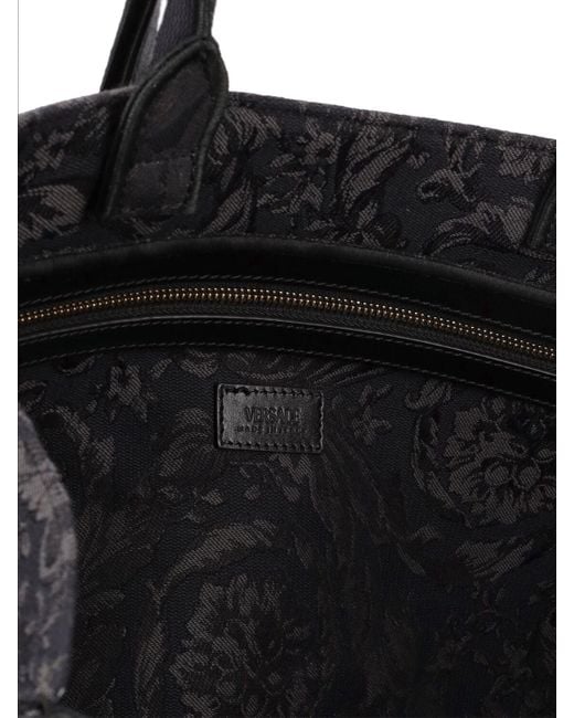 Versace Black Large Tech Jacquard Tote Bag