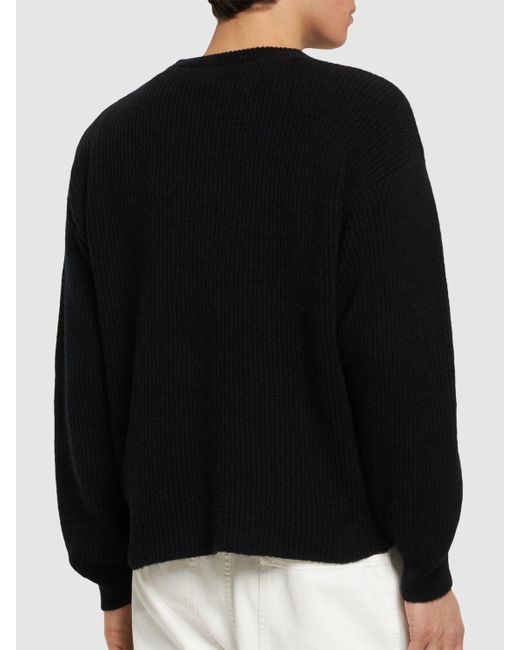 Suéter de punto acanalado de lana sunflower de hombre de color Black