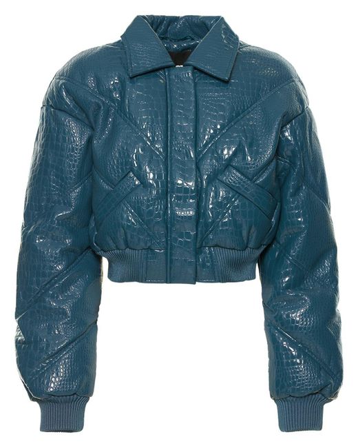 ROTATE BIRGER CHRISTENSEN Rosa Faux Leather Bomber Jacket in Blue | Lyst