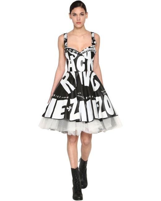 Jeremy Scott Black Printed Leather Dress