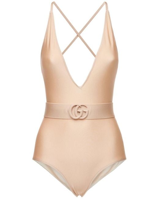 Gucci Multicolor Jersey Belted One Piece Swimsuit