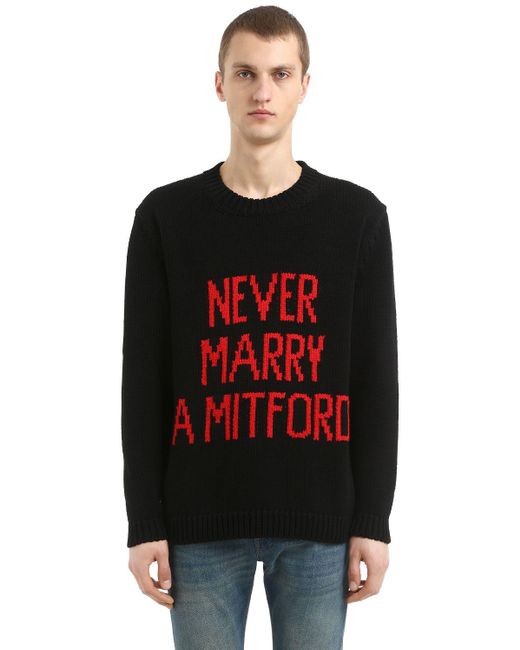 "Maglia ""never Marry A Mitford"" In Cotone" di Gucci in Black da Uomo