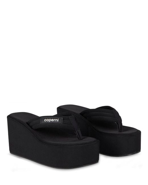 Coperni Black 100Mm Branded Wedge Sandals