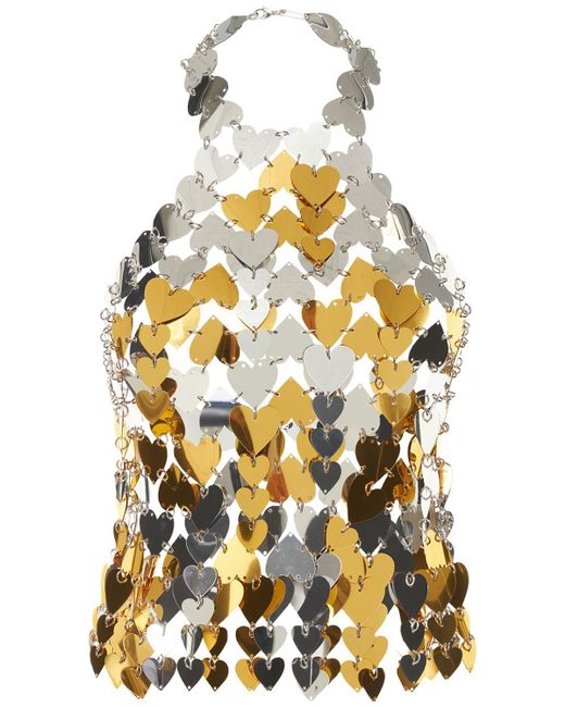 Top con paillettes di Rabanne in Metallic