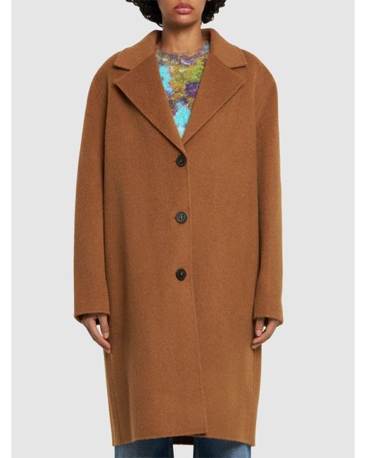 Manteau en laine et alpaga avalon Acne en coloris Brown