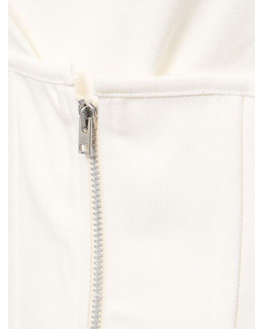 Acne White Asymmetric Cotton Blend Dress W/ Corset