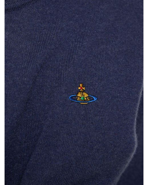 Maglia bea in lana e cashmere con logo di Vivienne Westwood in Blue