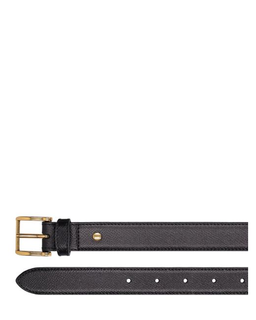 AMI White 25mm Oval Buckle Grained Leather Belt