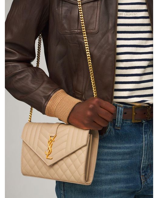 ysl monogram quilted leather wallet on a chain