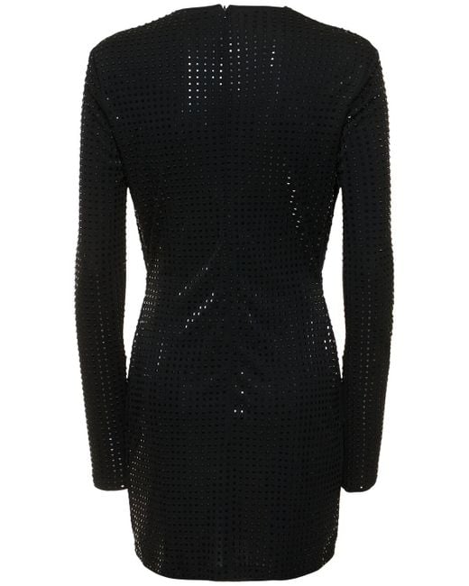David Koma Black Crystal Embellished Cowl Neck Mini Dress