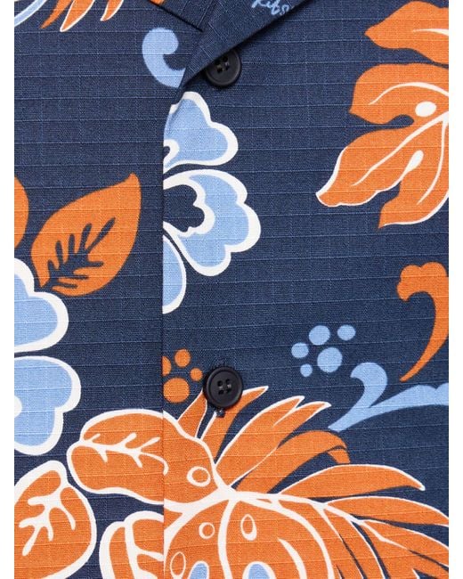 Camicia in cotone stampato di Maison Kitsuné in Blue da Uomo
