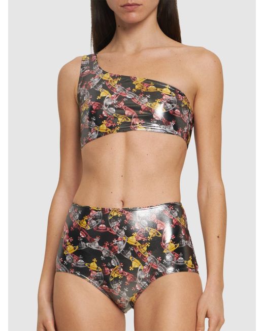 Bikini taille haute crazy orb Vivienne Westwood en coloris Gray