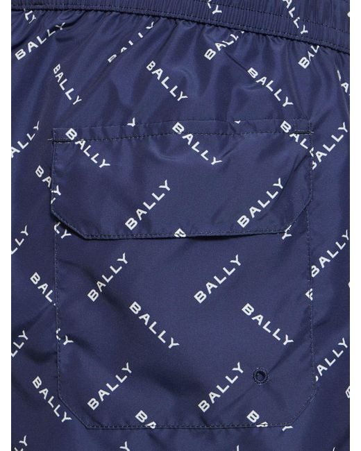 Bally Blue Nylon Logo Swim Shorts for men