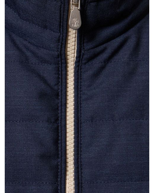 Brunello Cucinelli Blue Wool Zip-Down Vest for men