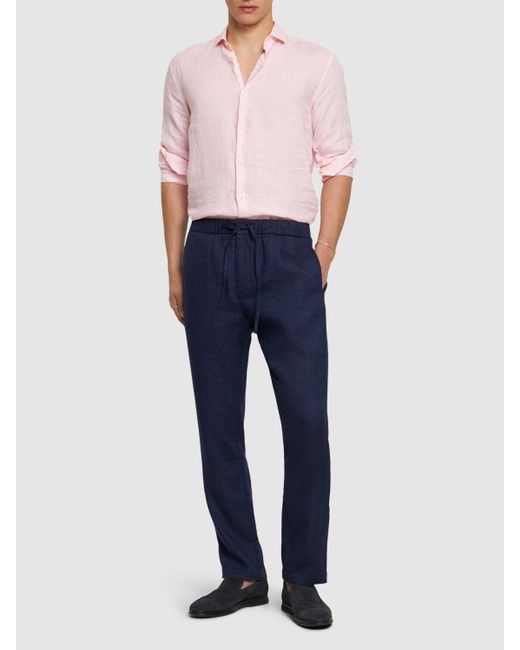 Pantalon chino en lin et coton oscar Frescobol Carioca pour homme en coloris Blue