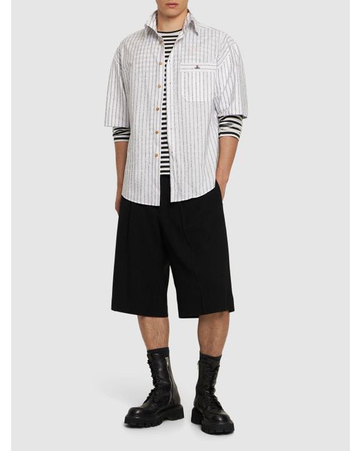 Vivienne Westwood White Striped Cotton Poplin S/s Shirt for men