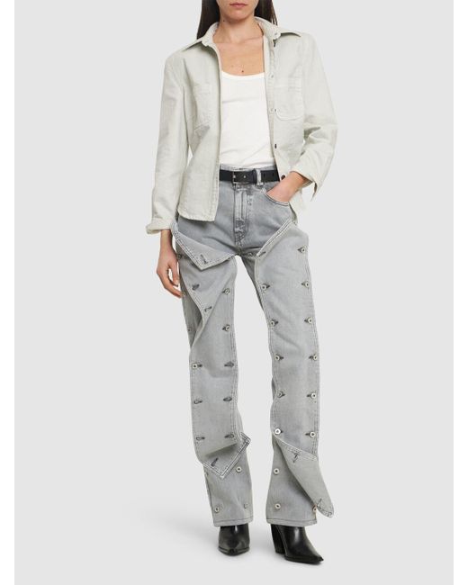 Jeans rectos con panel removible Y. Project de color Gray