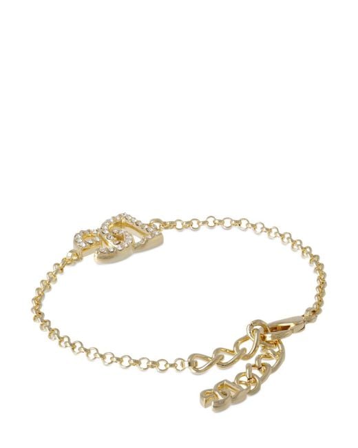 Dolce & Gabbana Metallic Dg Logo Crystal Chain Bracelet