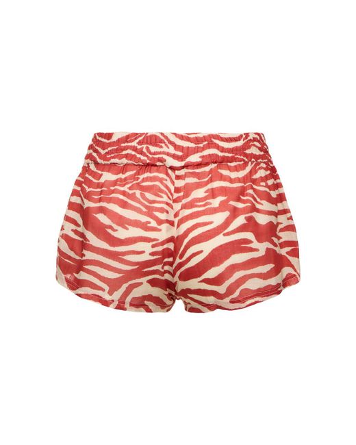 The Attico Red Printed Mousseline Low Waist Shorts