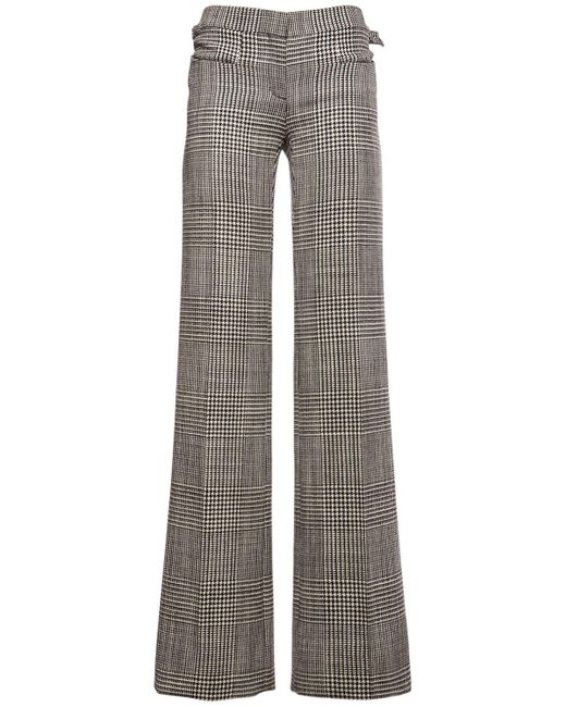 Tom Ford Gray Prince Of Wales Wool Flared Pants