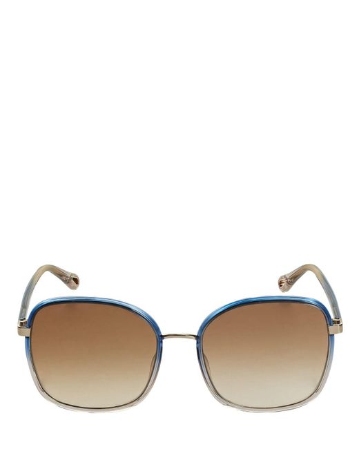 Chloé Brown Franky Oversize Squared Sunglasses