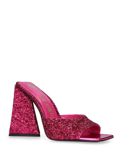 The Attico Pink 115mm Hohe Mules Mit Glitzer "devon"