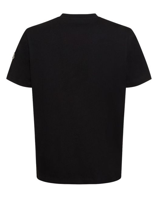 Camiseta de jersey de algodón con logo Moncler de hombre de color Black