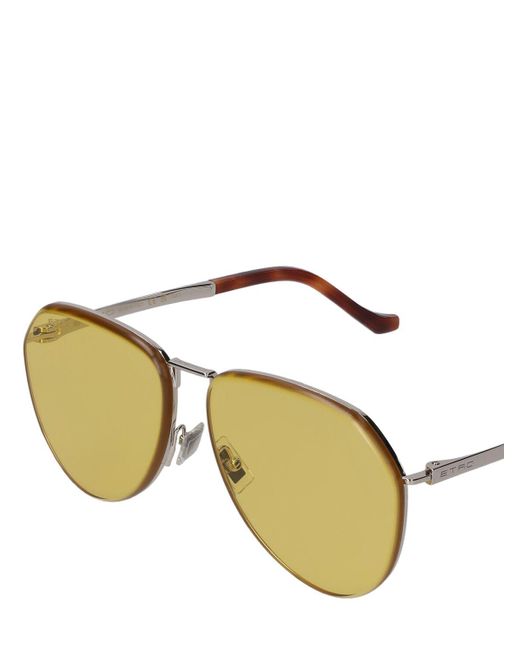 Etro Metallic Luxury Metal Aviator Sunglasses