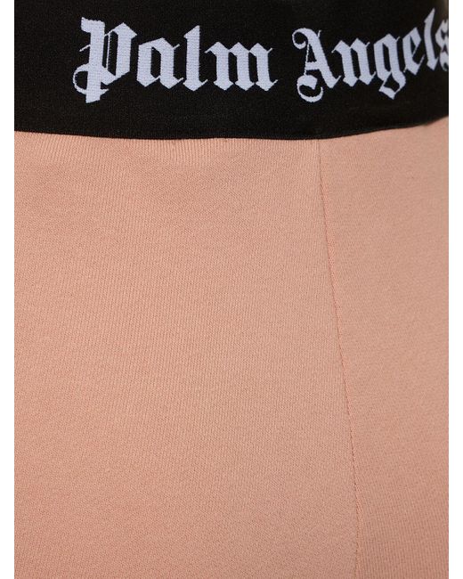 Palm Angels Pink Logo Tape Flared Cotton Sweatpants