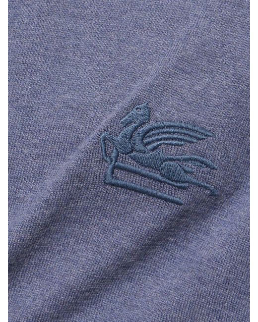 Etro Pullover Aus Kaschmir Und Baumwolle Mit Logo in Blue für Herren