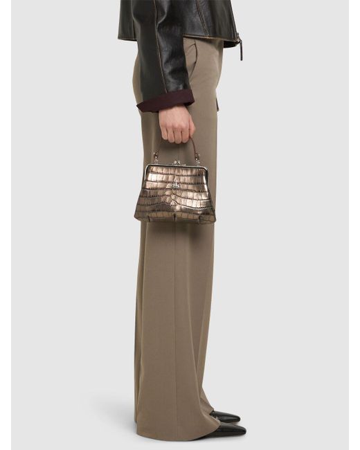Vivienne Westwood Brown Granny Frame Croc Embossed Purse