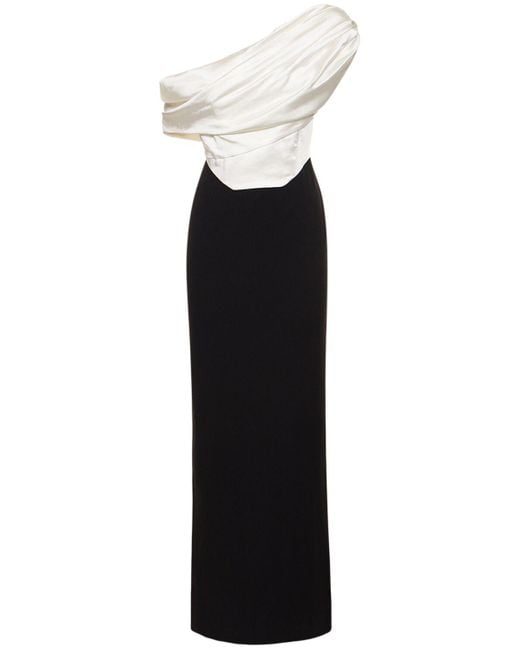Solace London Black Kara Asymmetric Neckline Knit Long Dress