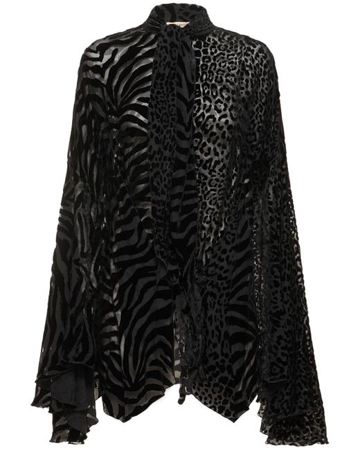 Roberto Cavalli Black Zebra Velvet Devoré Shirt