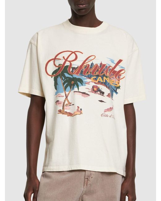 Camiseta cannes beach Rhude de hombre de color White