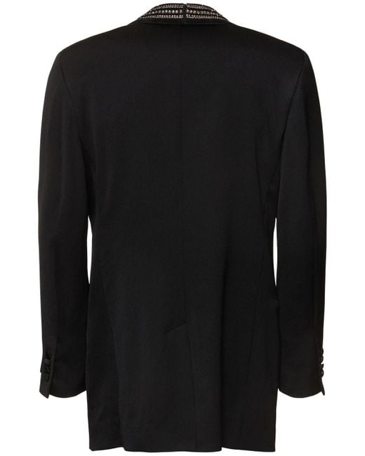 Amiri Black Embellished Shawl Collar Wool Blazer for men