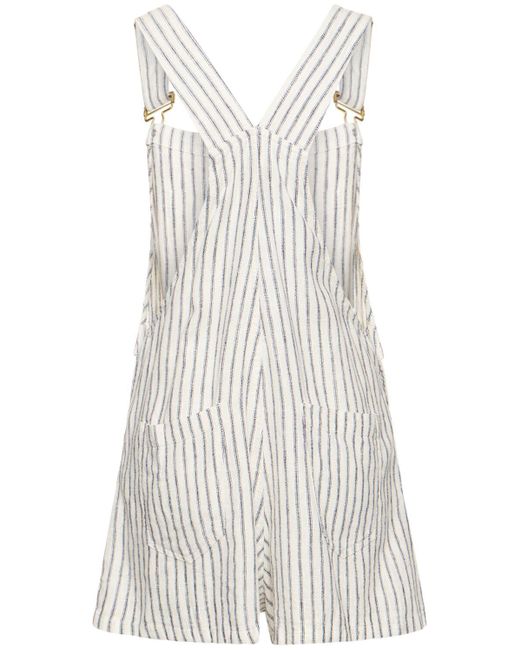 WeWoreWhat White Striped Linen Blend Playsuit