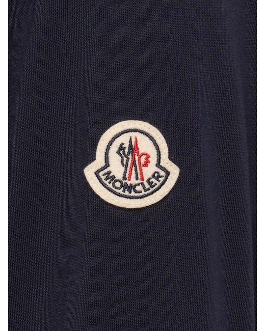 Moncler Blue Logo Cotton Jersey Crewneck Sweatshirt for men