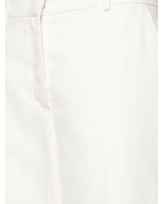 Pantalones anchos de algodón y lino Weekend by Maxmara de color White